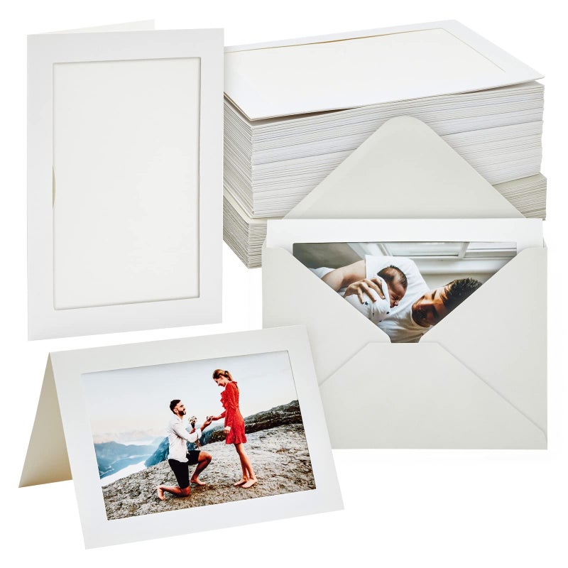 Paper Junkie BEST PAPER GREETINGS 48 Pack Photo Frame Cards with Envelopes, Notecards for 4x6 Picture Insert (Ivory) - Image 1